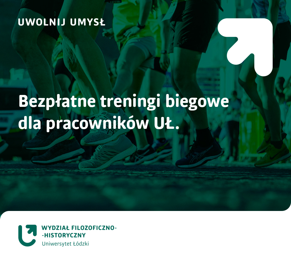 grafika promująca bieganie utrzymana w kolorystyce wydziału 