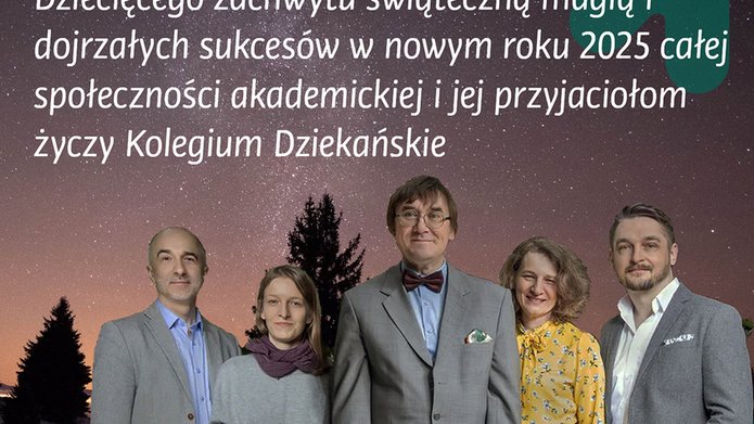 Kolegium dziekańskie na tle zimowego, rozgwieżdżonego nieba
