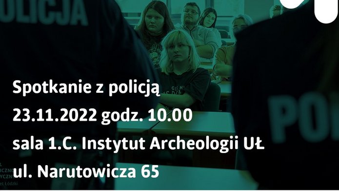 grafika reklamująca spotkanie z policją